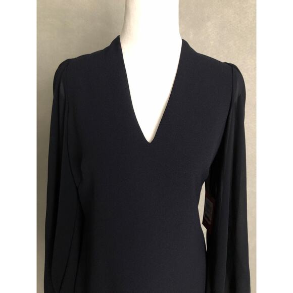 Vince Camuto Women's Size 10 V-Neck Sheer Puff Sleeve Shift Dress NEW - Picture 2 of 8